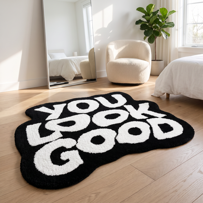 Irregular Letter Faux Cashmere Rug – rug photo 1