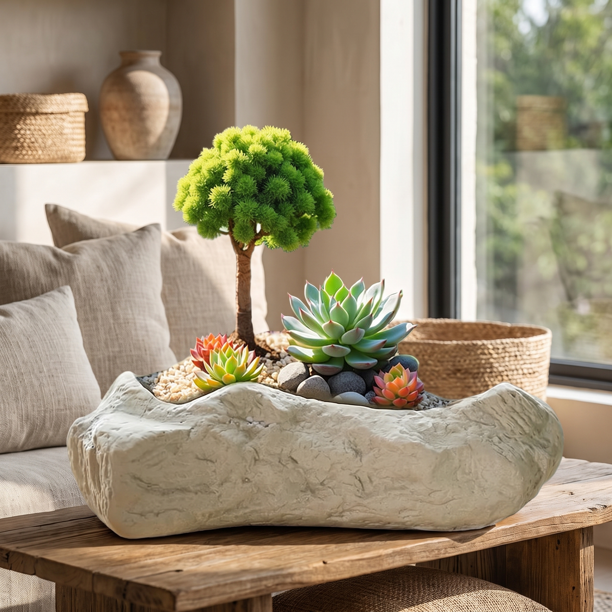 Stone Textured Ceramic Succulent Planter – planter photo 1