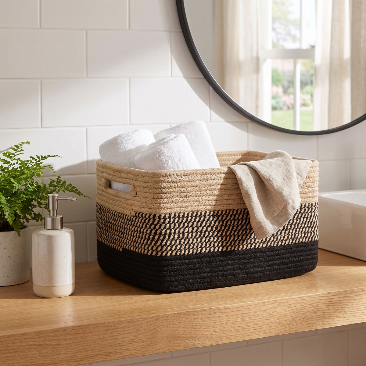 Cotton Rope Square Storage Basket – storage basket photo 1