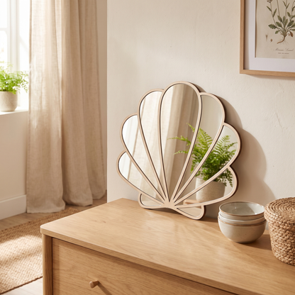Wooden Shell Shatterproof Wall Mirror – wall mirror photo 1