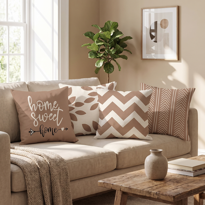 Brown Linen Geometric Cushion Cover – cushion cover photo 1