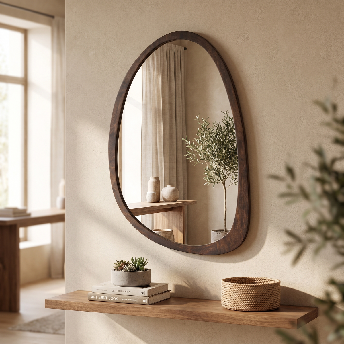 Walnut Irregular & Octagon Wall Mirror – wall mirror photo 1