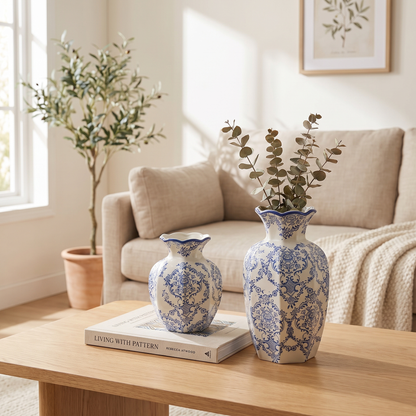 Hand-Painted Blue and White Porcelain Vase – vase photo 1