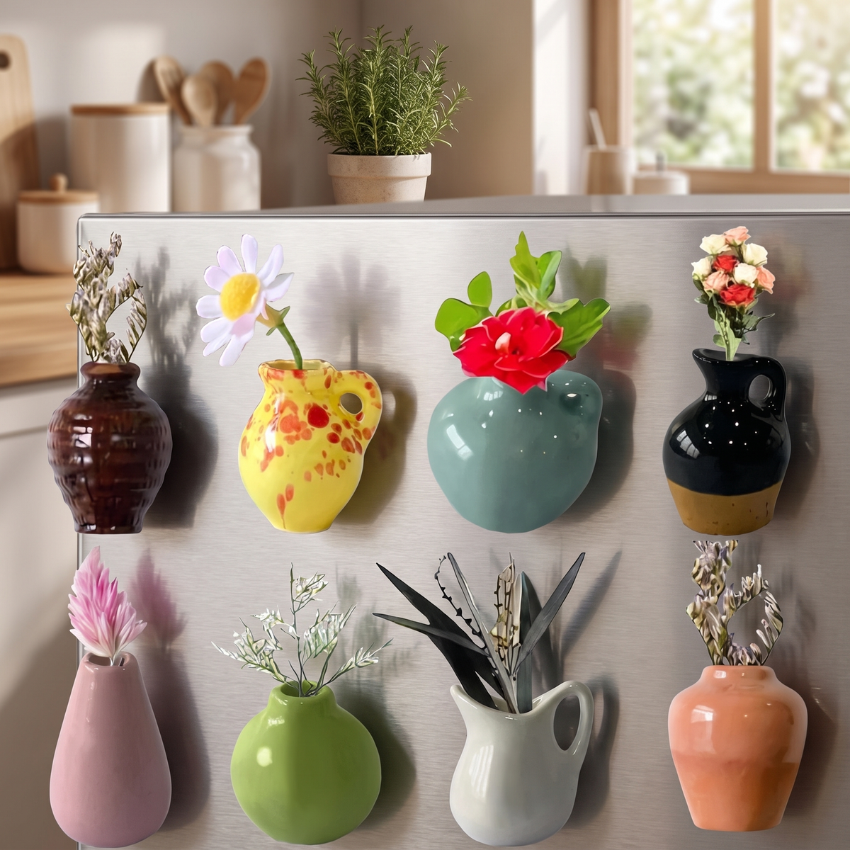 Mini Ceramic Bud Vase Fridge Magnets – home decor photo 1