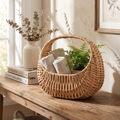 Willow Rattan Half Moon Basket – storage basket photo 1