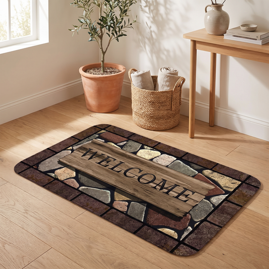 Floral Lettering Welcome Doormat – doormat photo 1