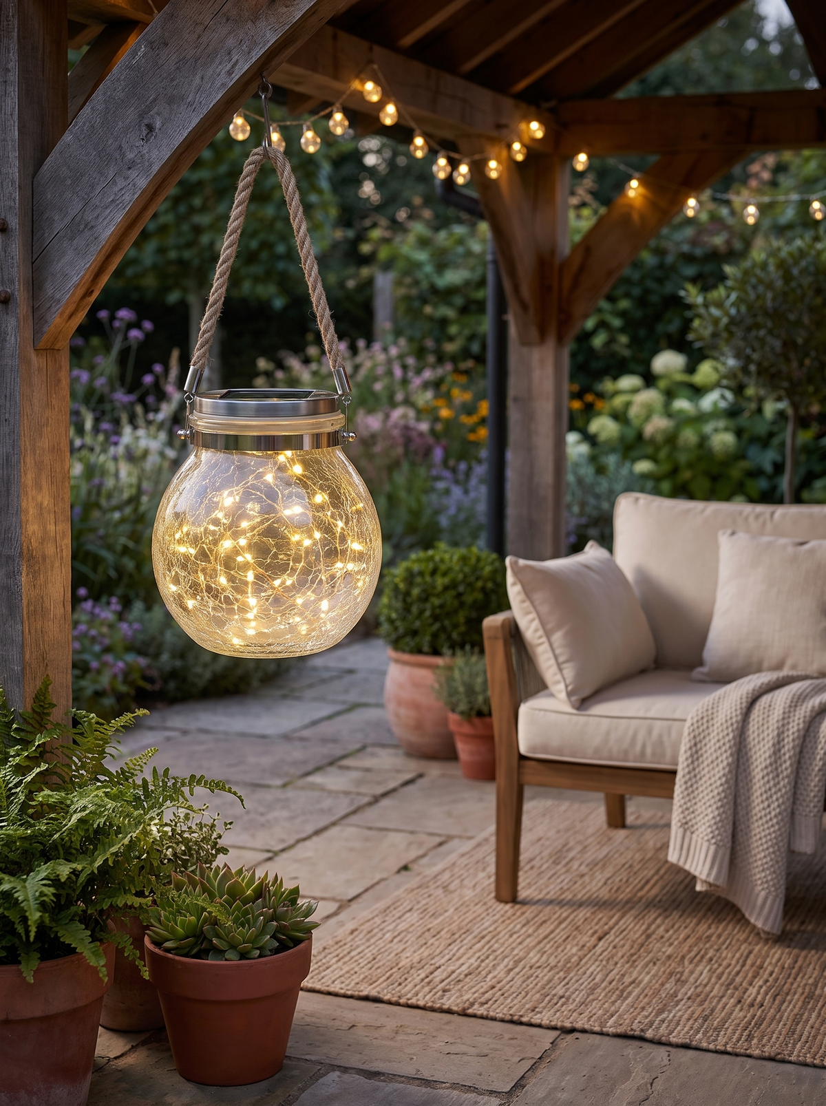 Solar Crackle Glass Jar Lantern: Hang It Anywhere