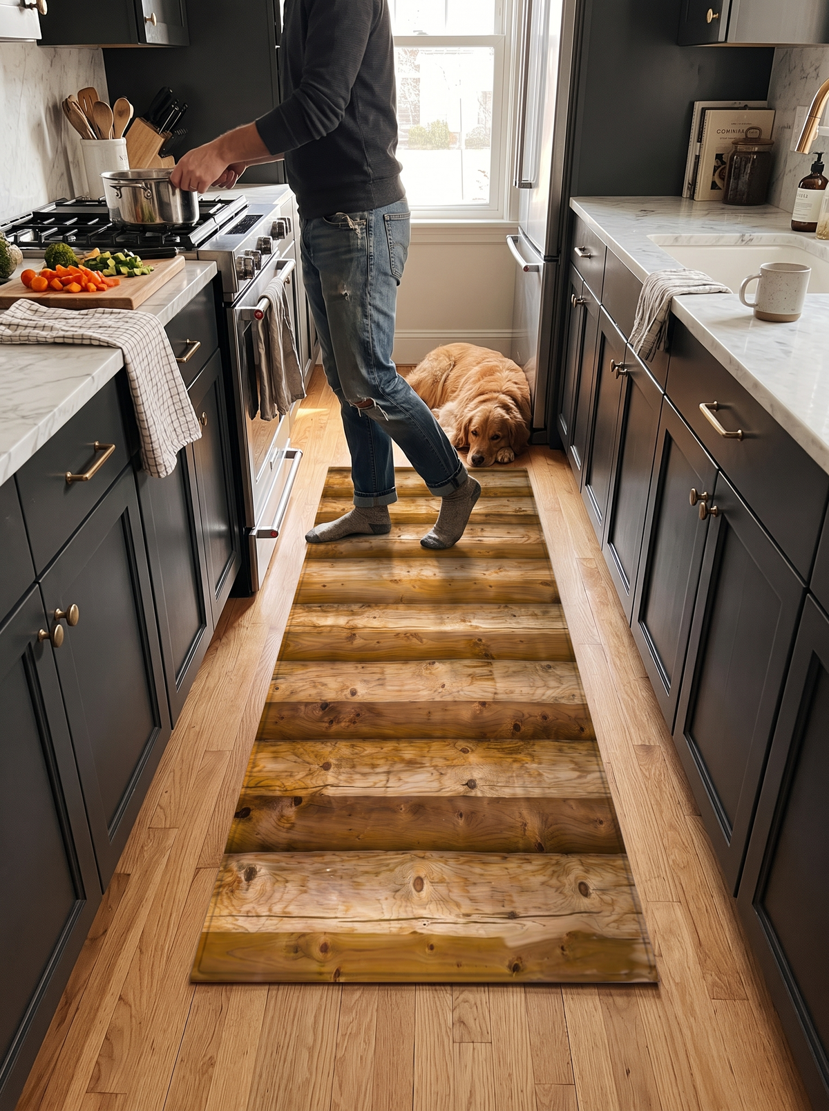 Wood Effect Kitchen Mat: Sized for the galley