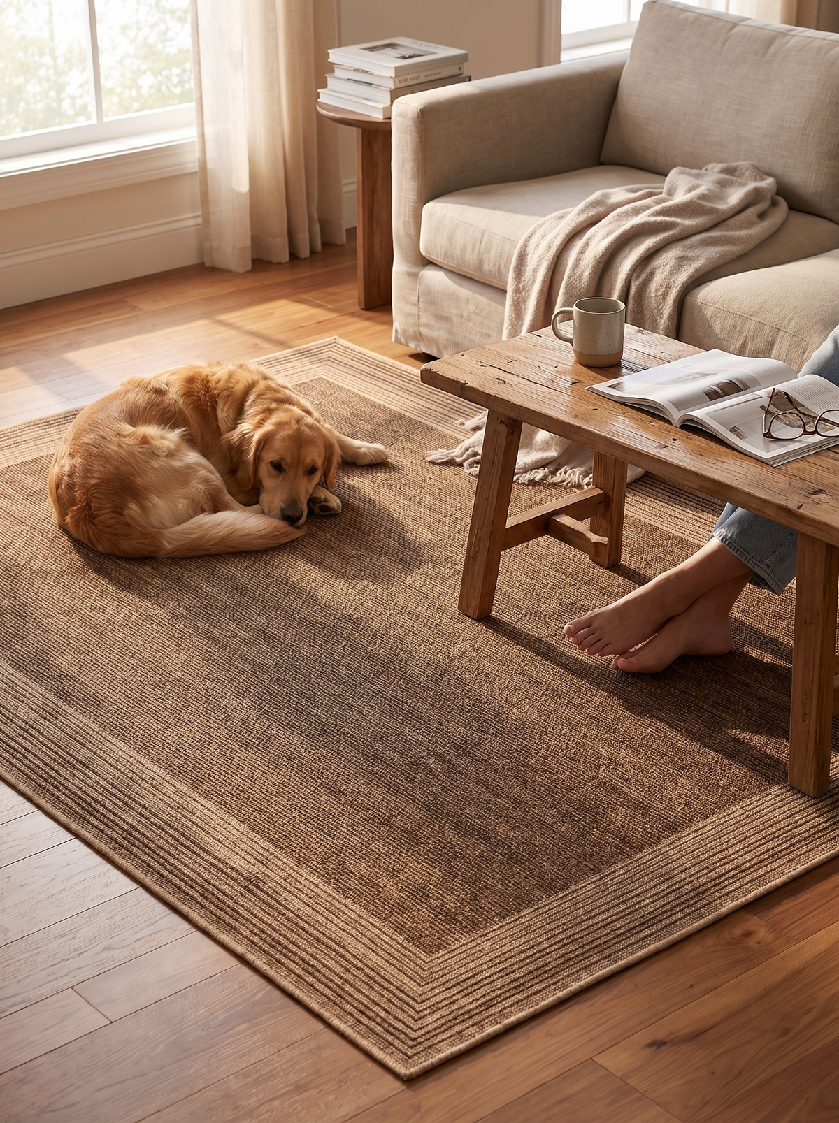 Bordered Area Rug: Lets the room speak