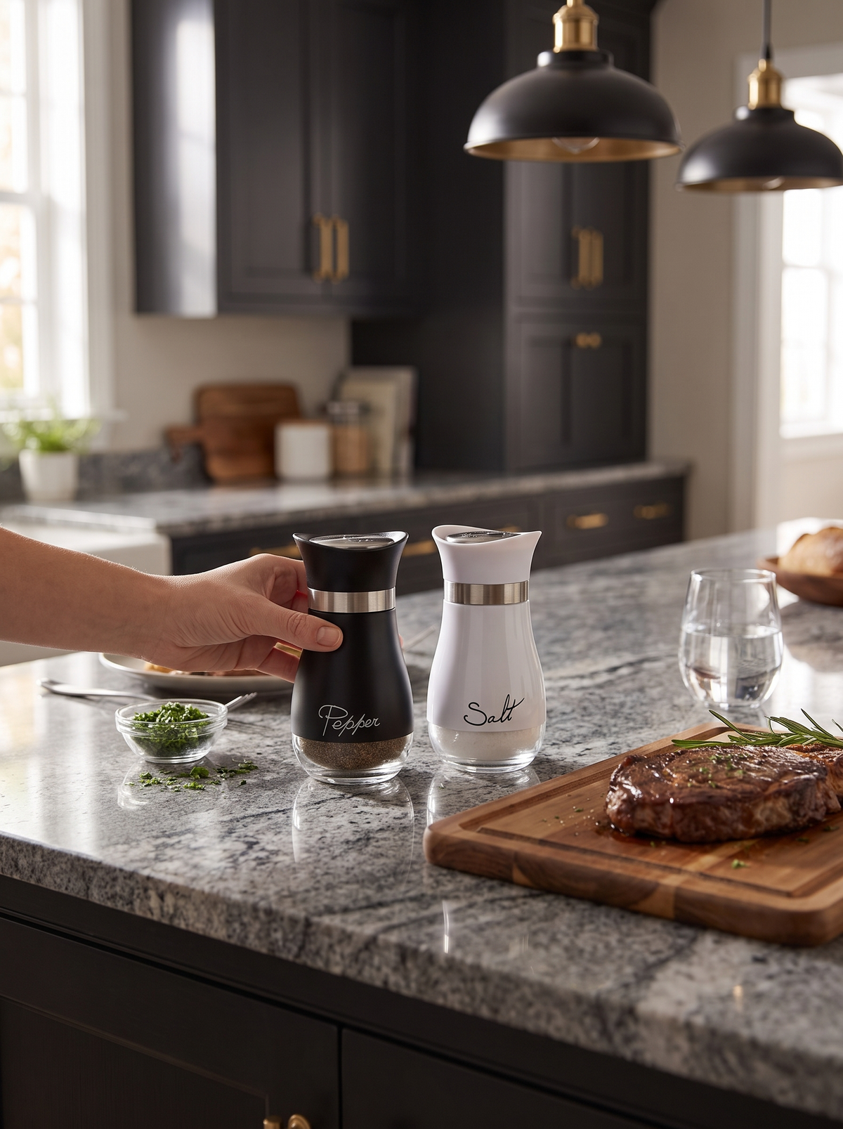 Glass Salt and Pepper Shakers: Four Finishes