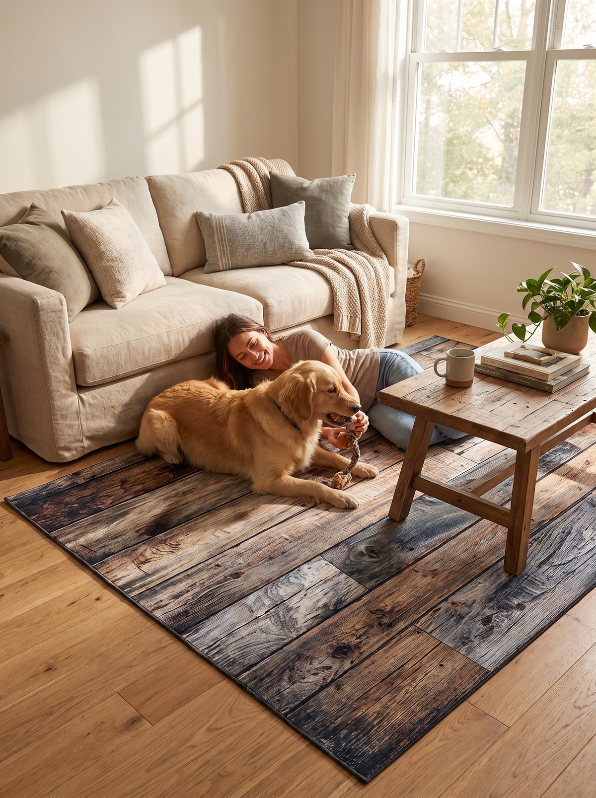 Timber Print Area Rug: Warmer than real boards
