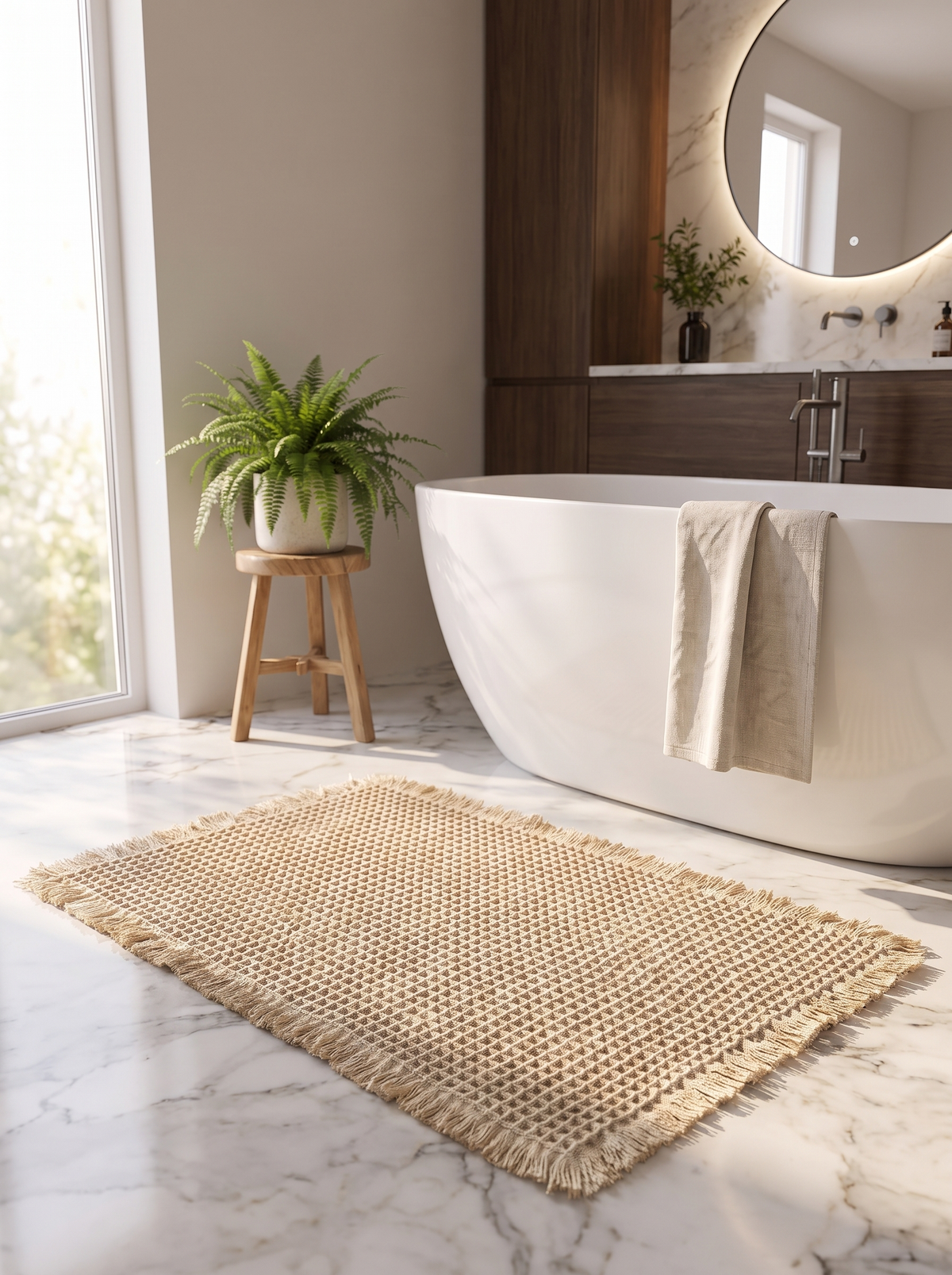 Chenille Bath Mat: Two quiet colors