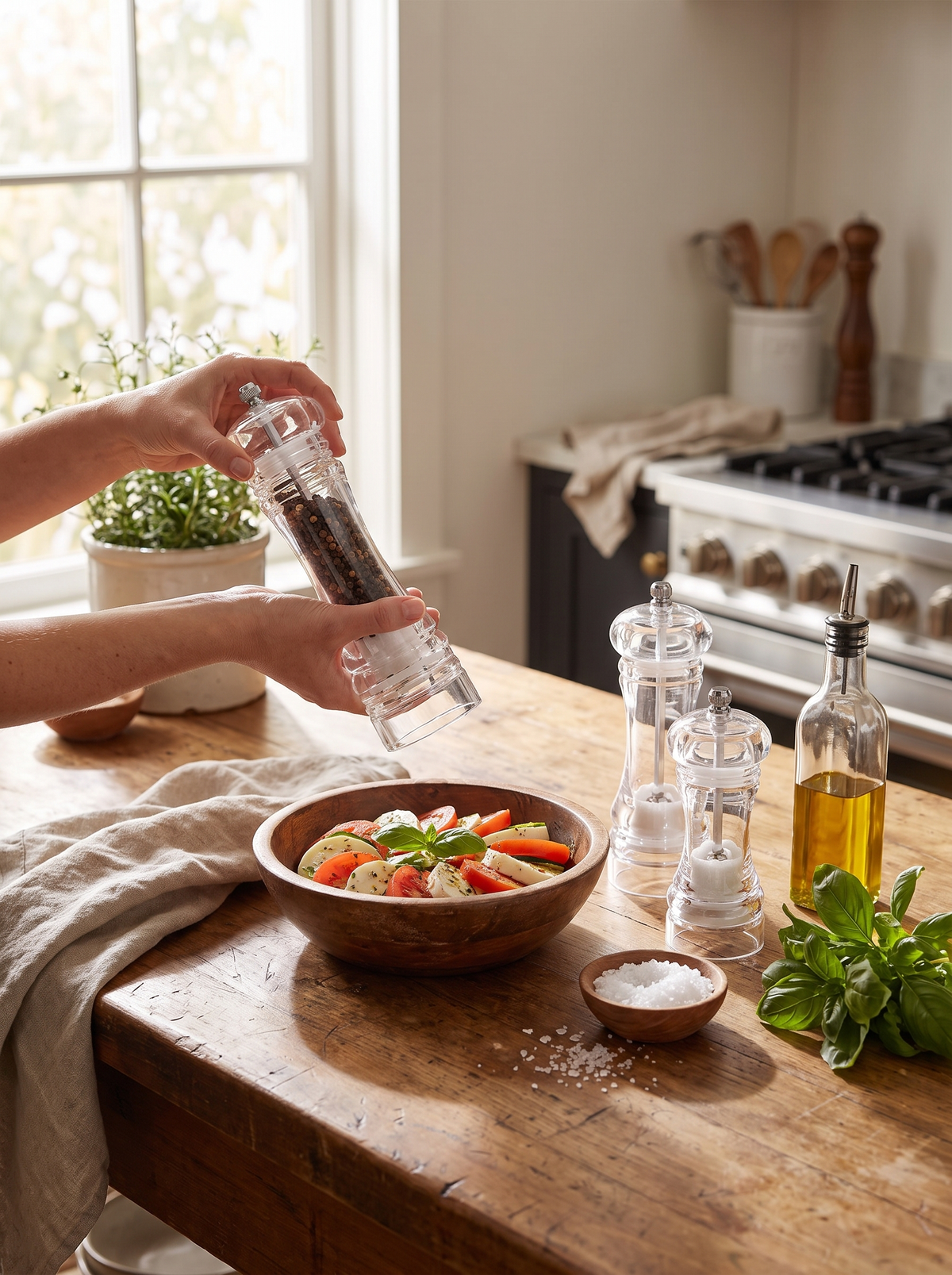 Acrylic Pepper Grinder: Plain Enough to Stay Out