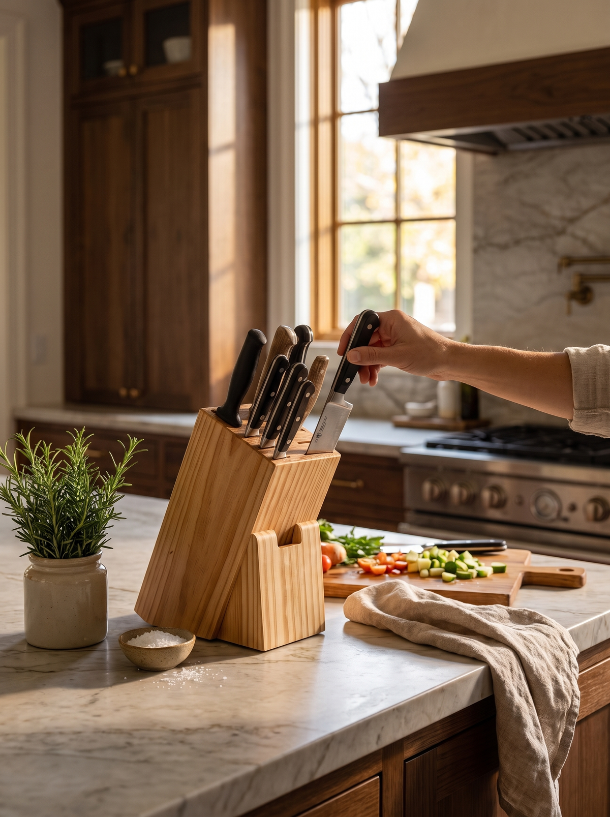 Solid Wood Knife Block: Fits the Knives You Own