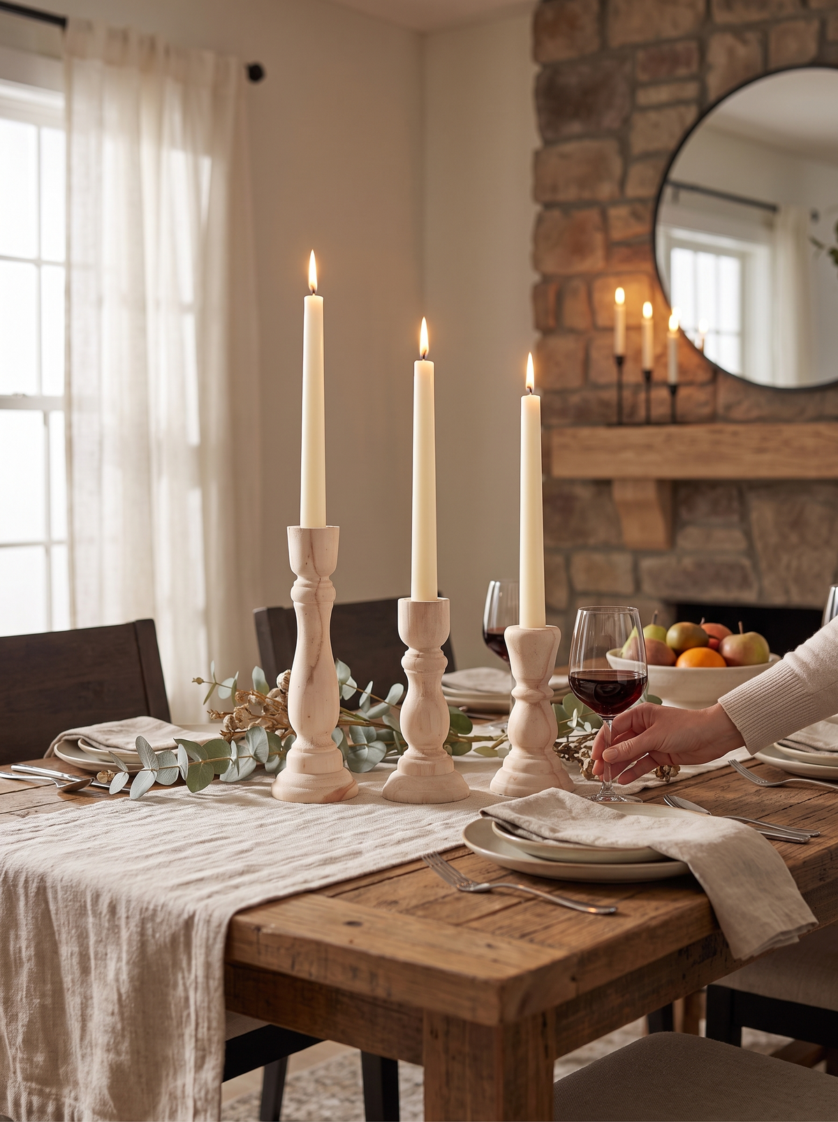 Unfinished Turned Candlestick: Three Heights, One Group