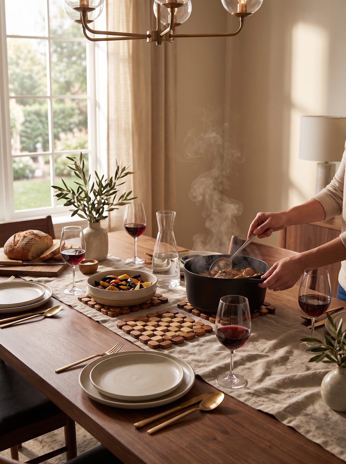Bamboo Trivet Mat: Shapes itself to the dish
