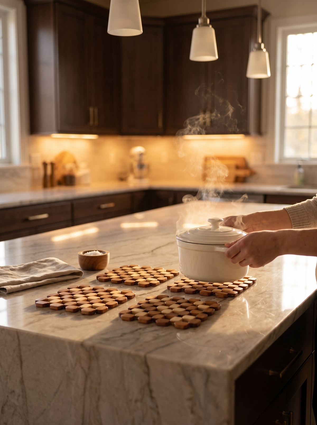 Bamboo Trivet Mat: Straight off the heat