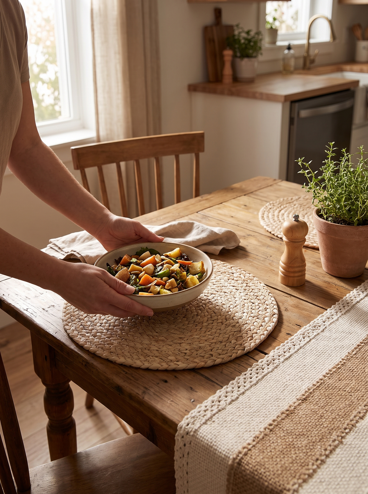 Woven Boho Placemat Set: Hand finished texture