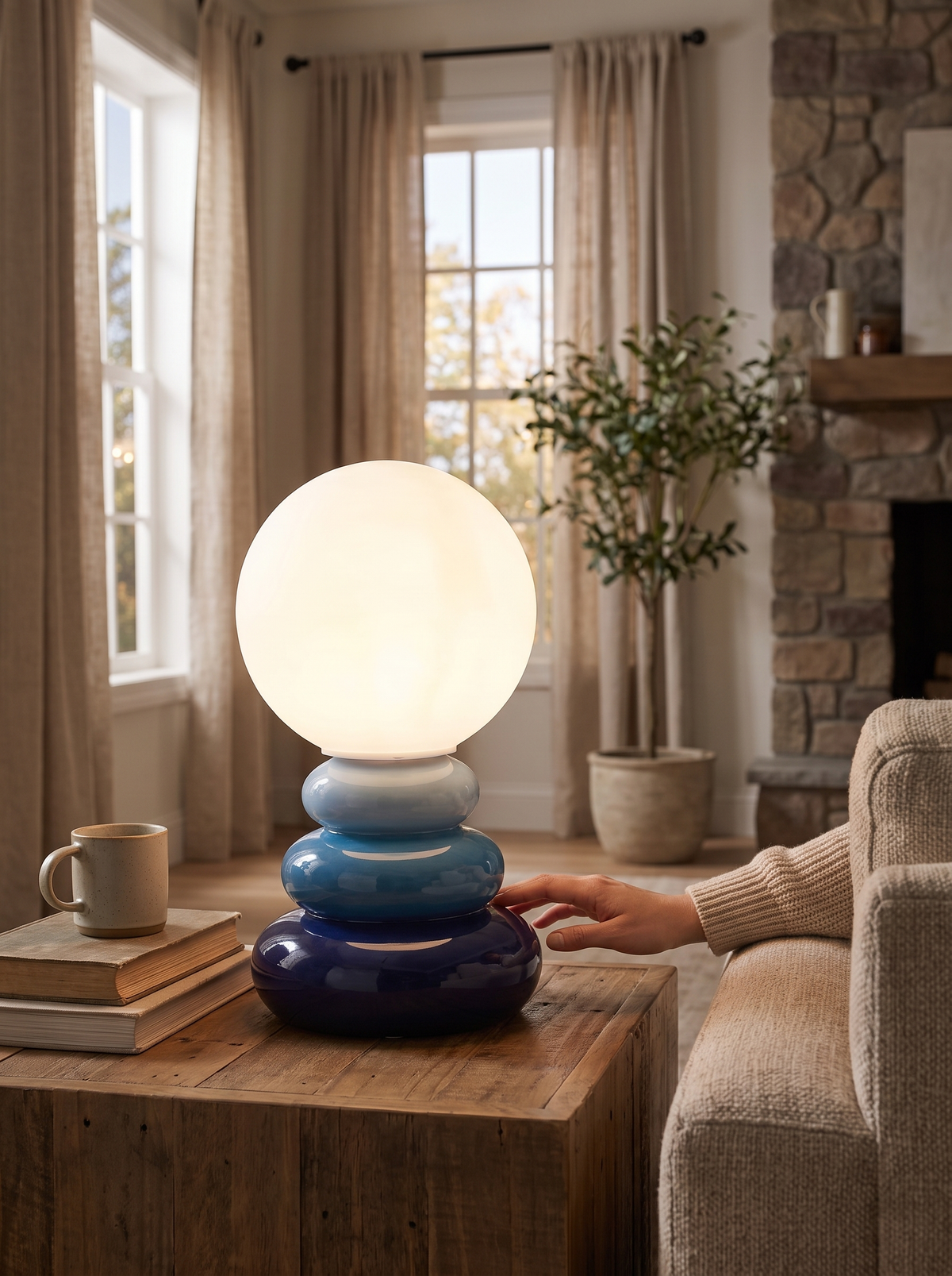 Stacked Stone Table Lamp: A Gentle Night Light