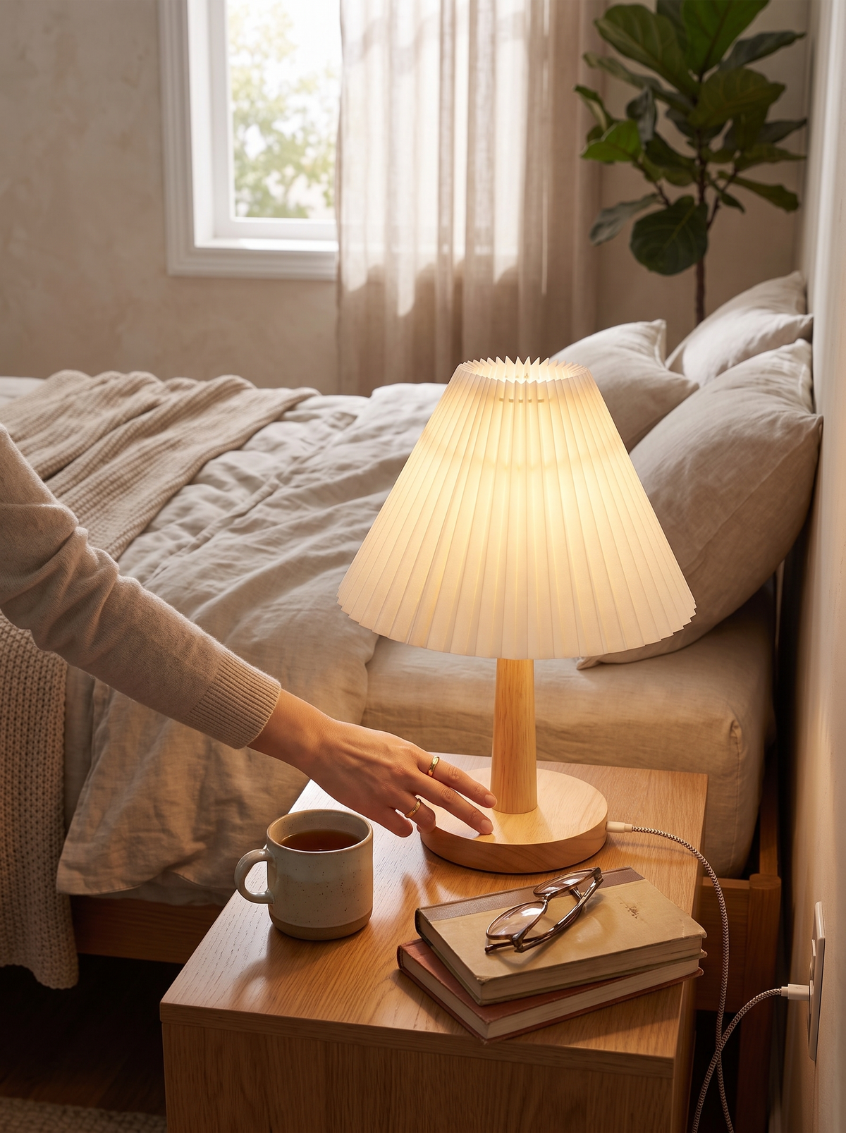 Foldable Pleated USB Table Lamp: Plug In Anywhere