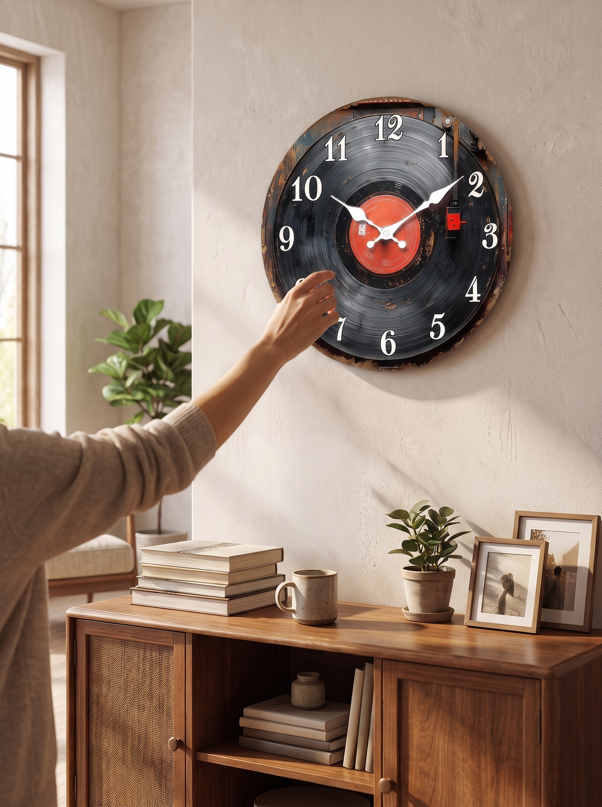 Vinyl Record Wooden Wall Clock: Quiet Company