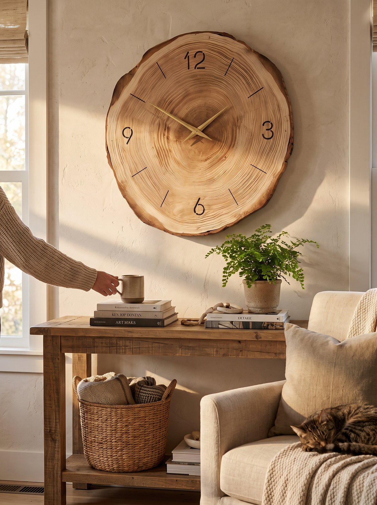 Natural Tree Ring Wall Clock: A Freshly Cut Slice