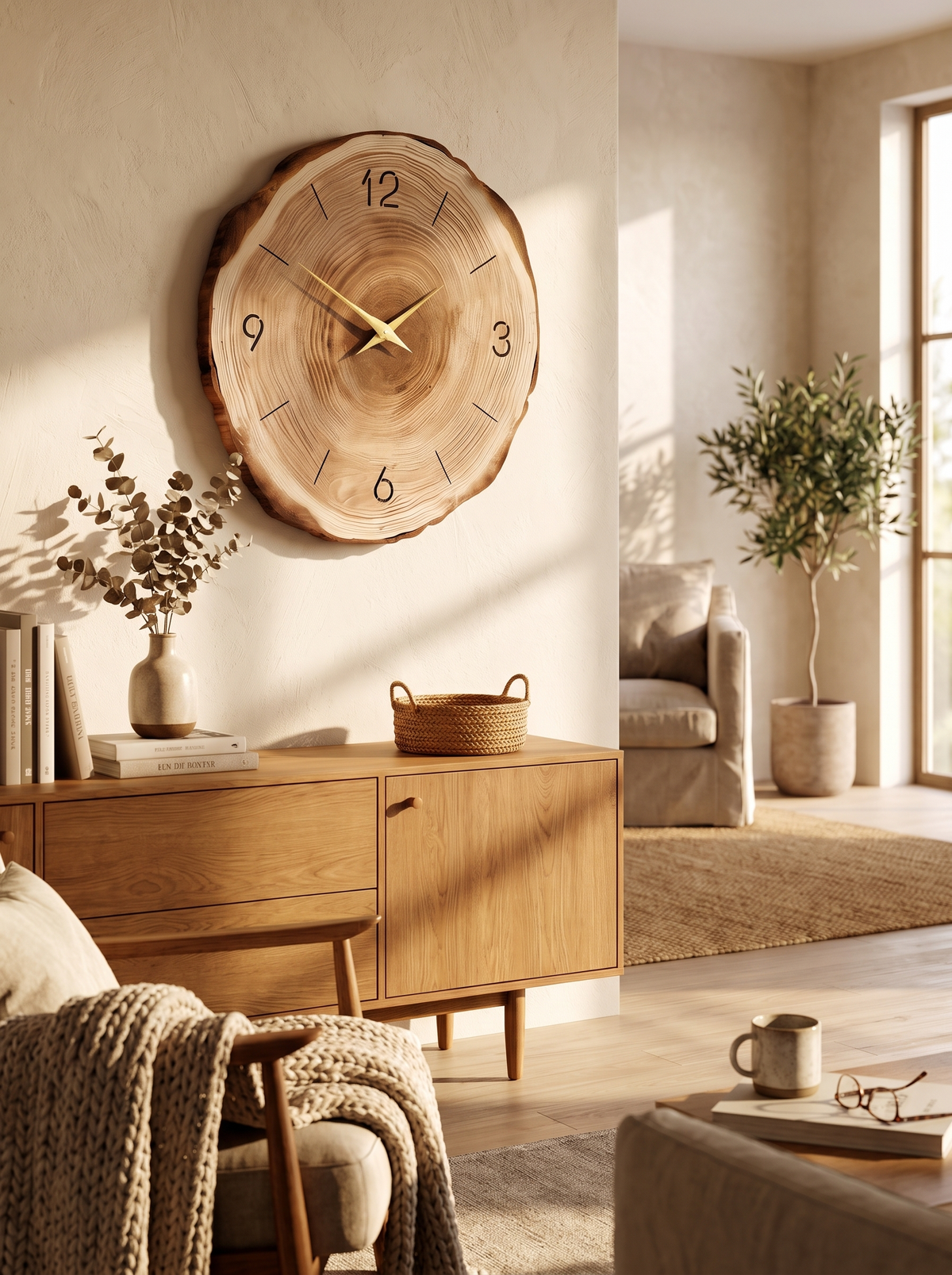 Natural Tree Ring Wall Clock: Pick Your Grain