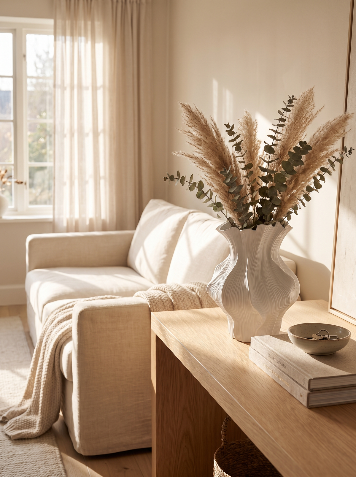 Wave Textured Ceramic Vase: Quiet Matte White