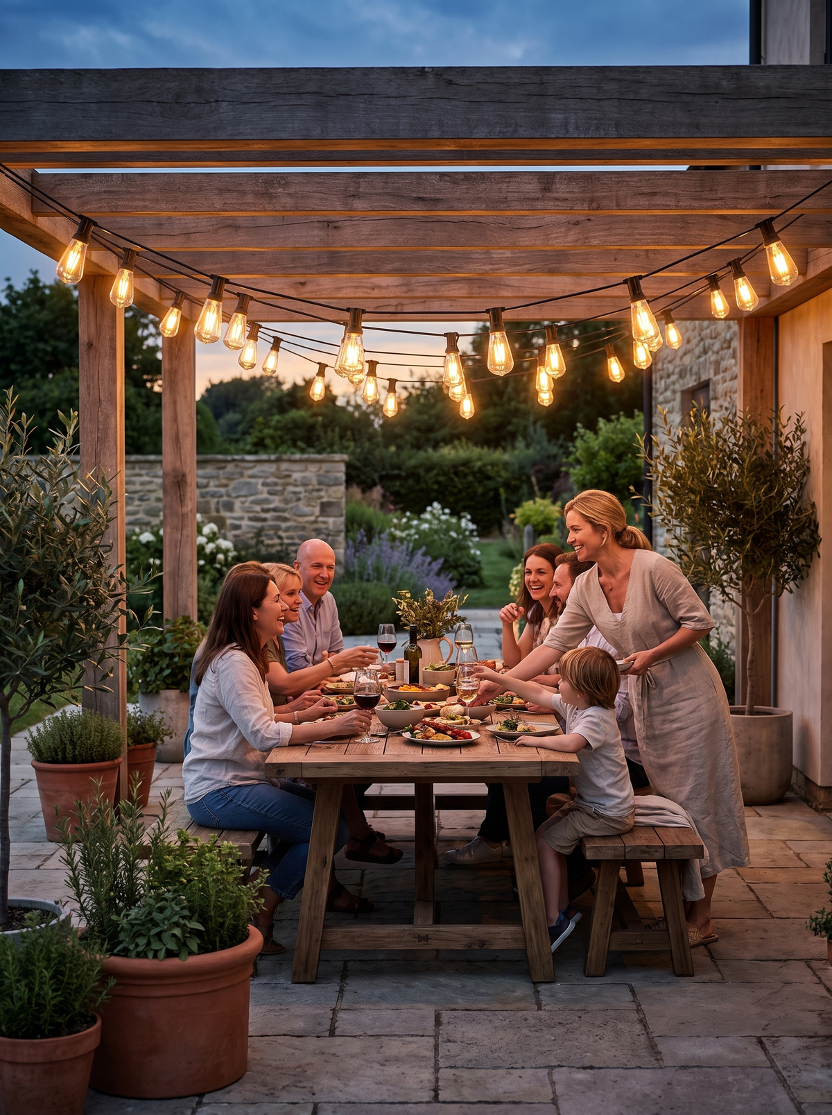 Dimmable ST38 Outdoor String Lights: Cafe Glow, Your Patio