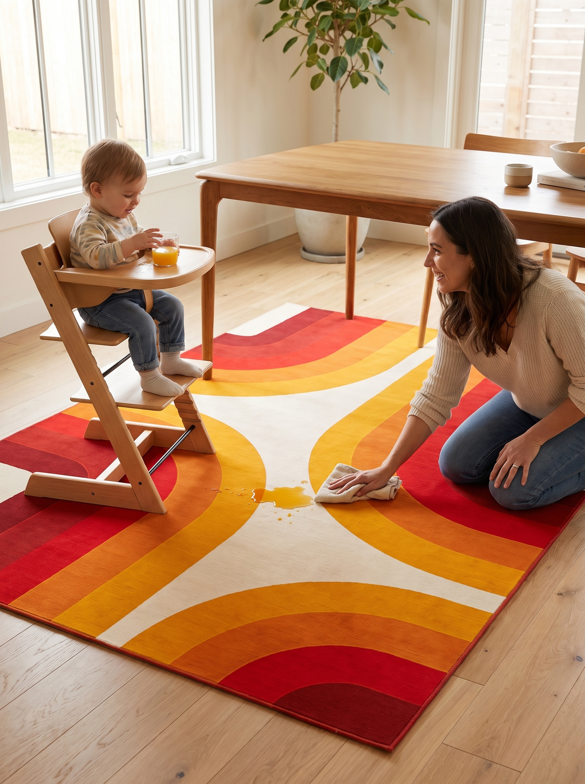 Primary Color Block Geometric Rug: Spills Are Not a Disaster