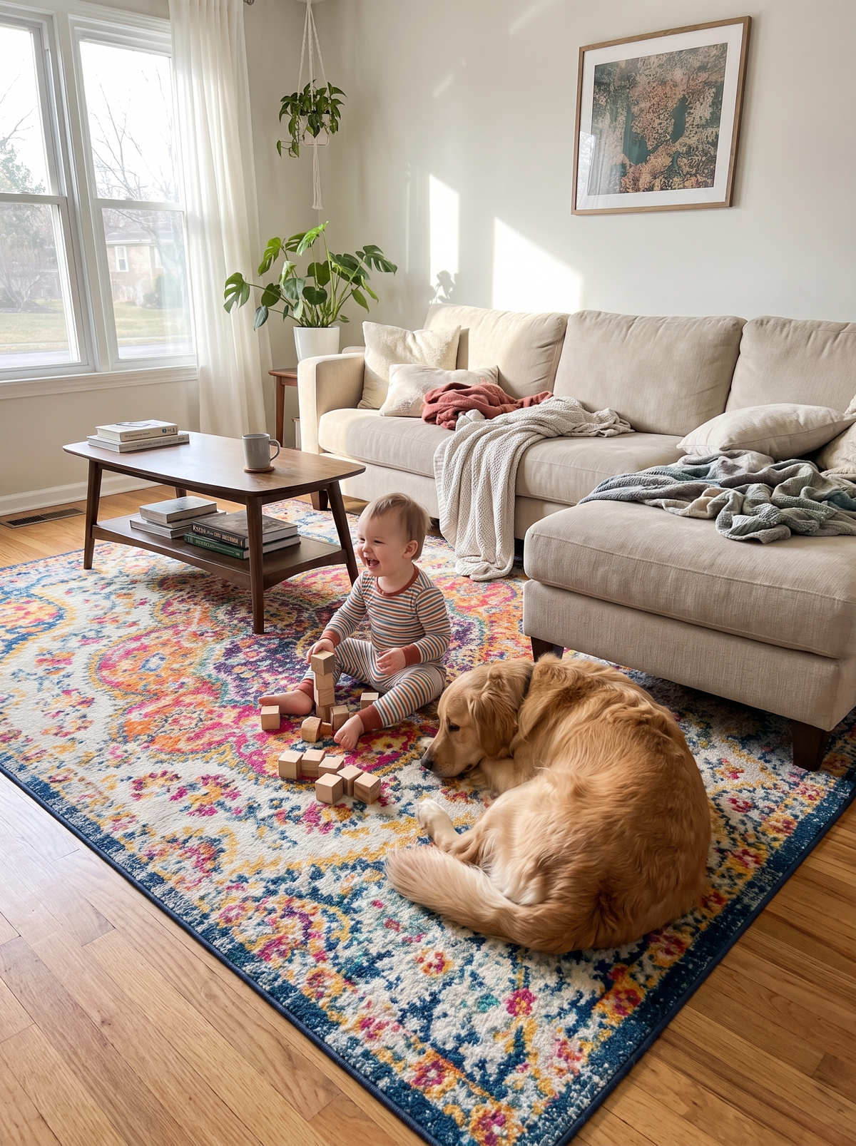 Bohemian Crystal Velvet Rug: Stays Put, Stays Flat