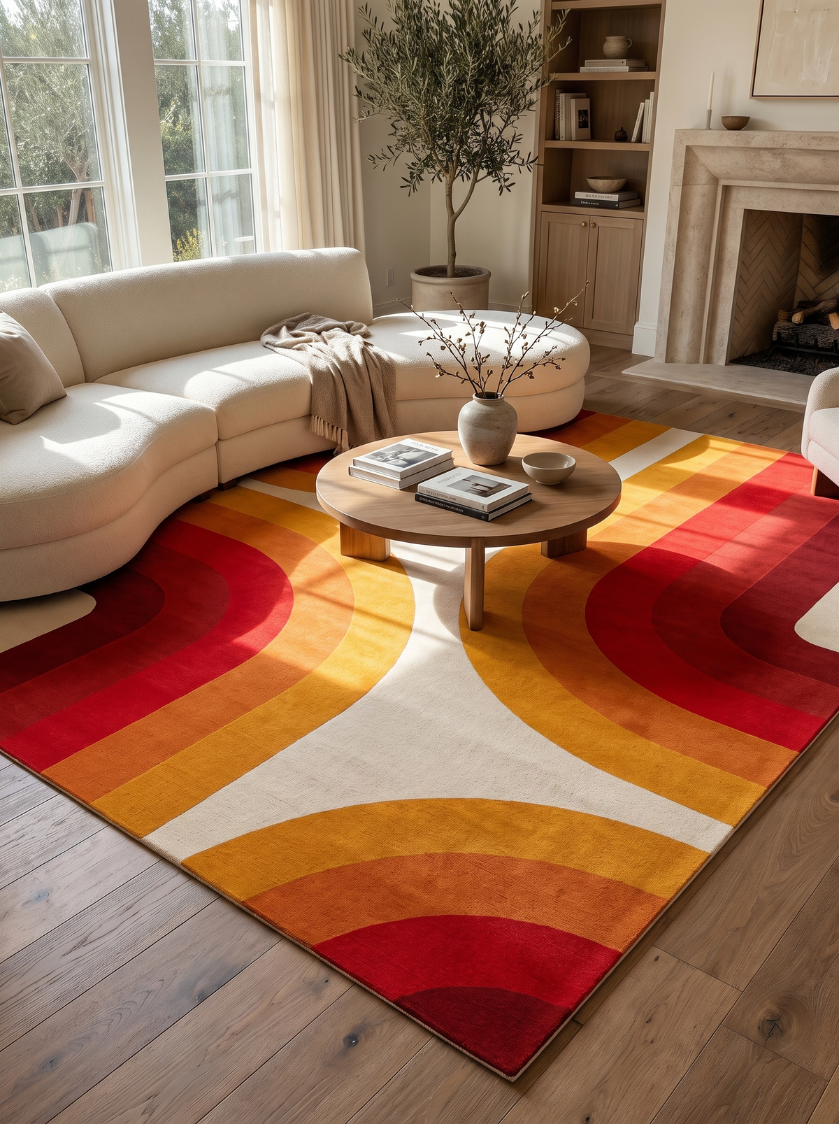 Primary Color Block Geometric Rug: Low Profile, Big Presence