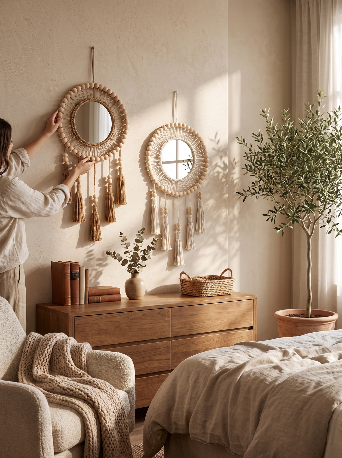 Wooden Bead Wall Mirror: Made, Not Manufactured