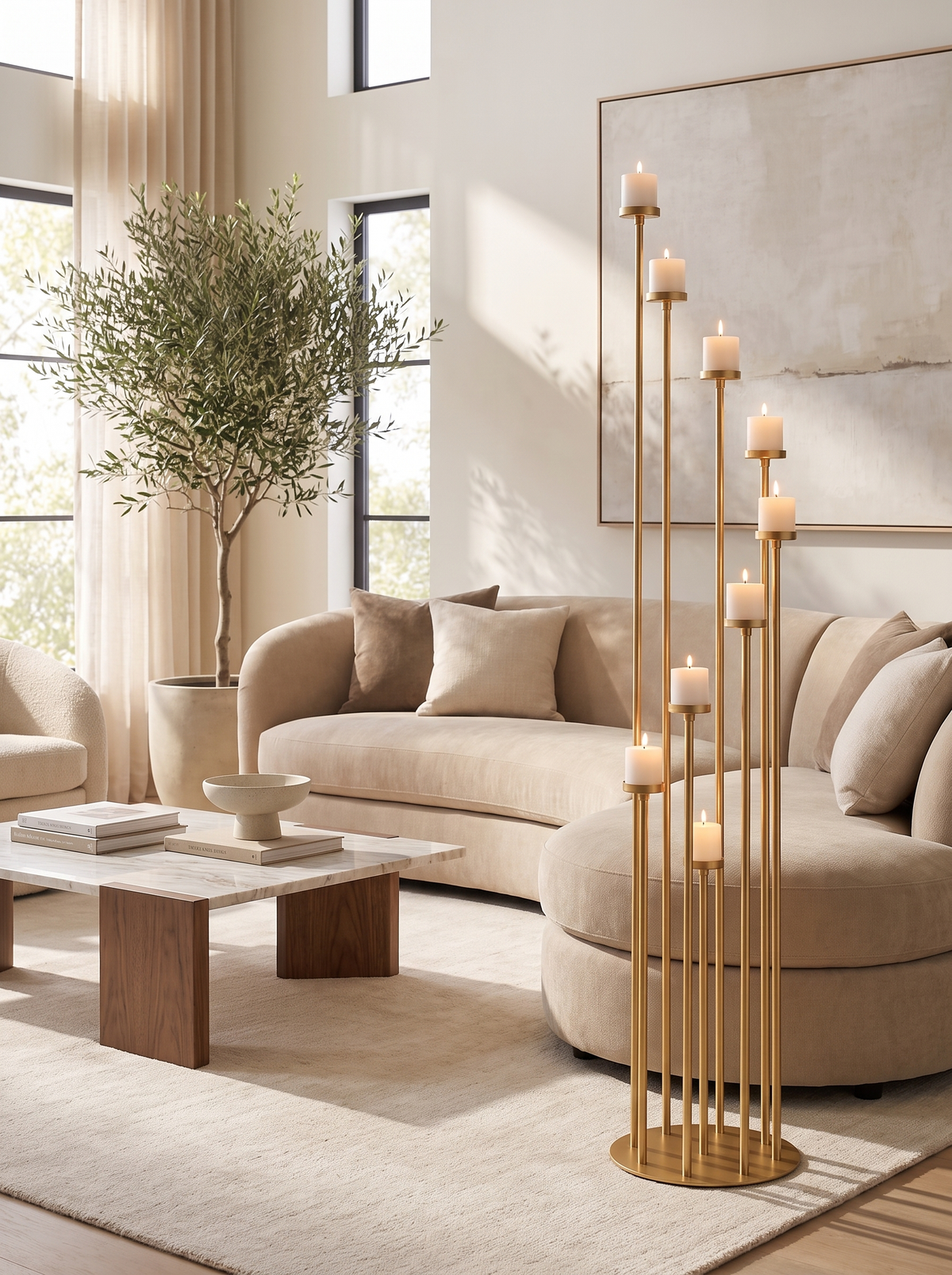 Tall 9 Arm Candelabra Pair: Gold That Holds The Room