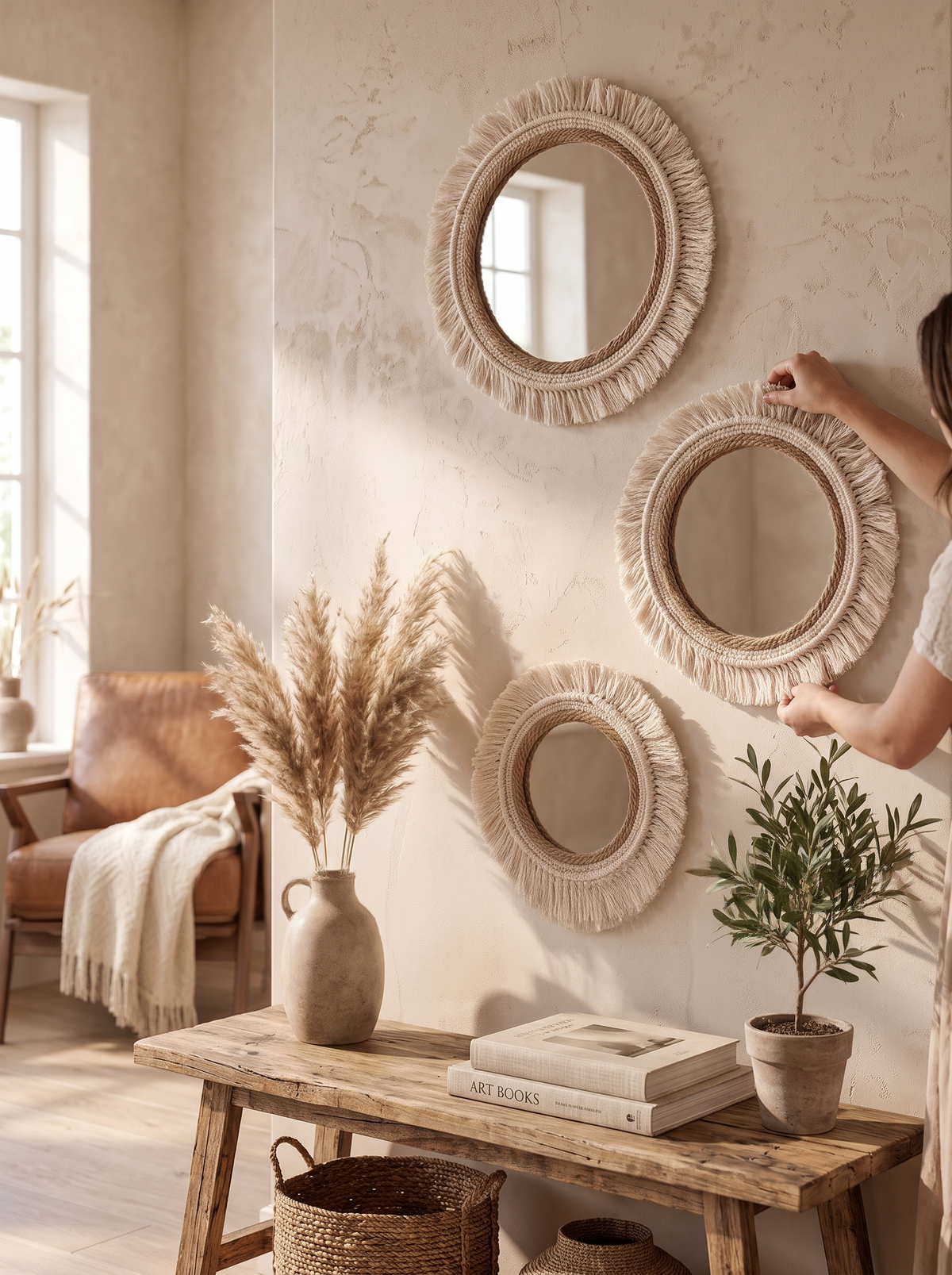 Woven Boho Wall Mirror: Textile Art With A Mirror