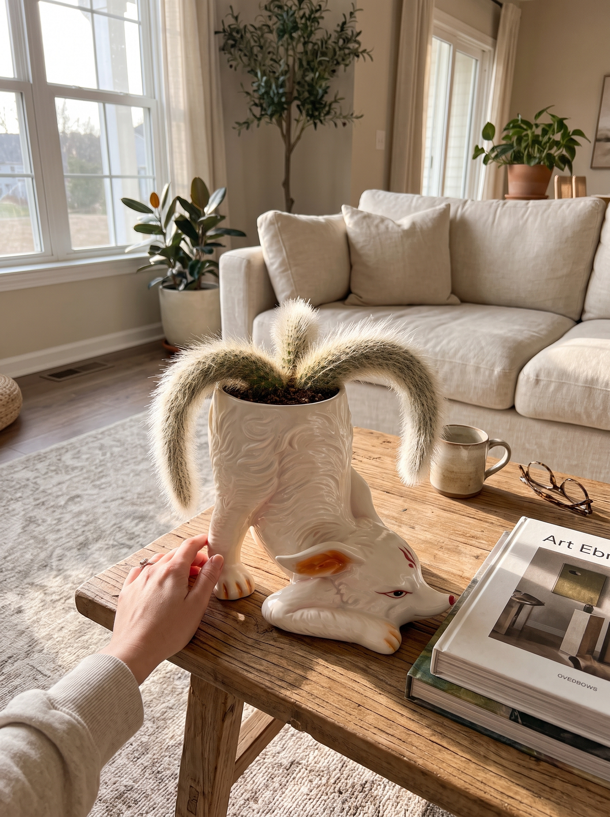 Fox Tail Ceramic Planter Pot: Lifted From Every Angle