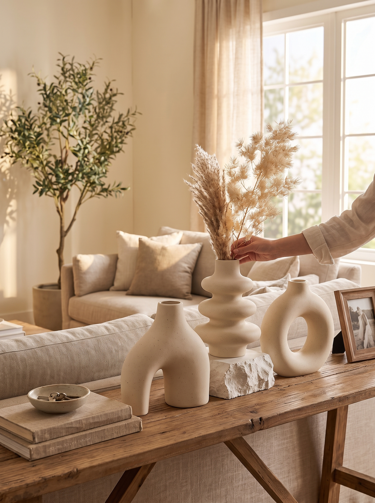 Bohemian Ceramic Vase Set: Three Tones to Choose