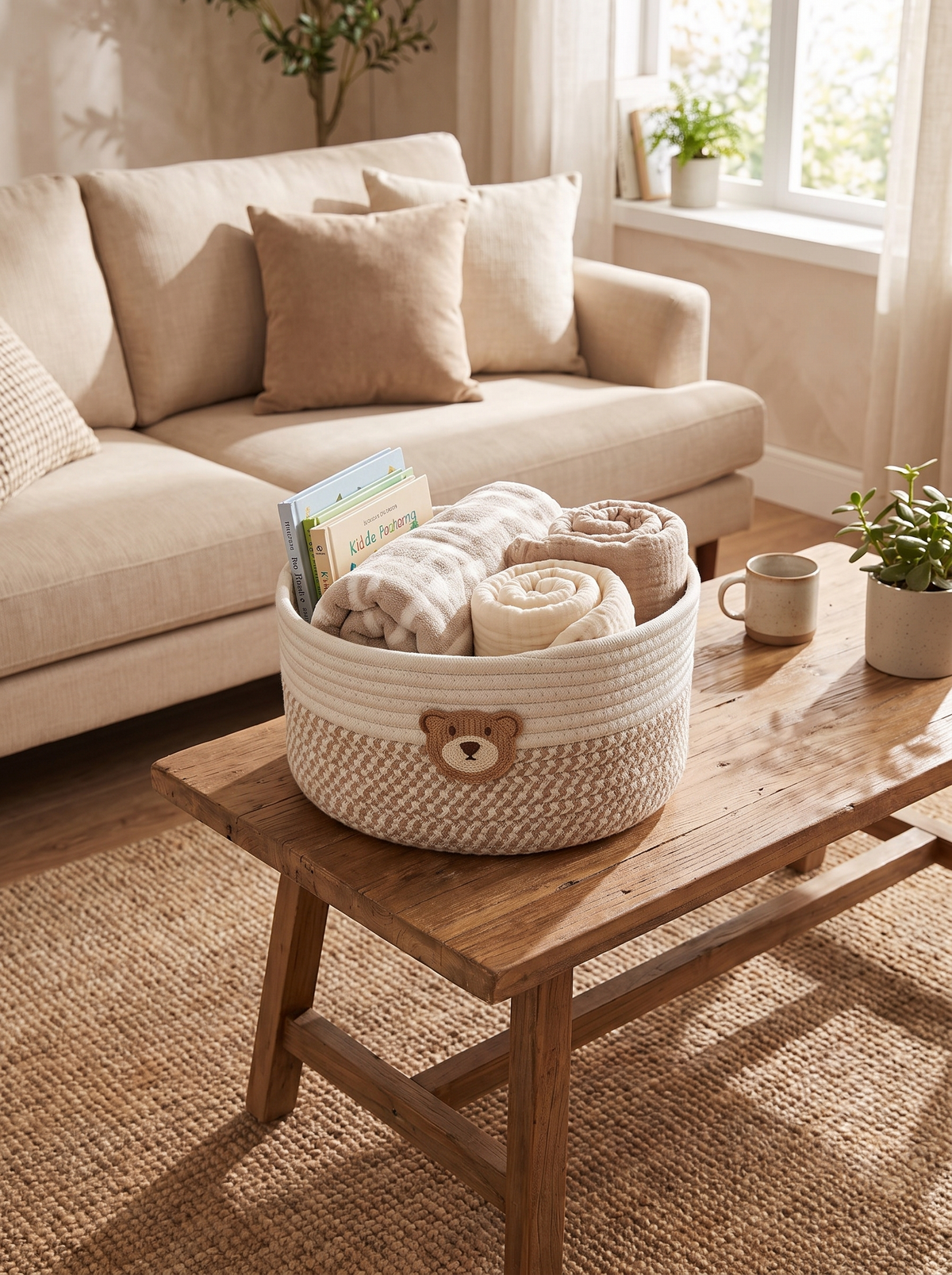 Bear Fabric Storage Basket: Pick a Color