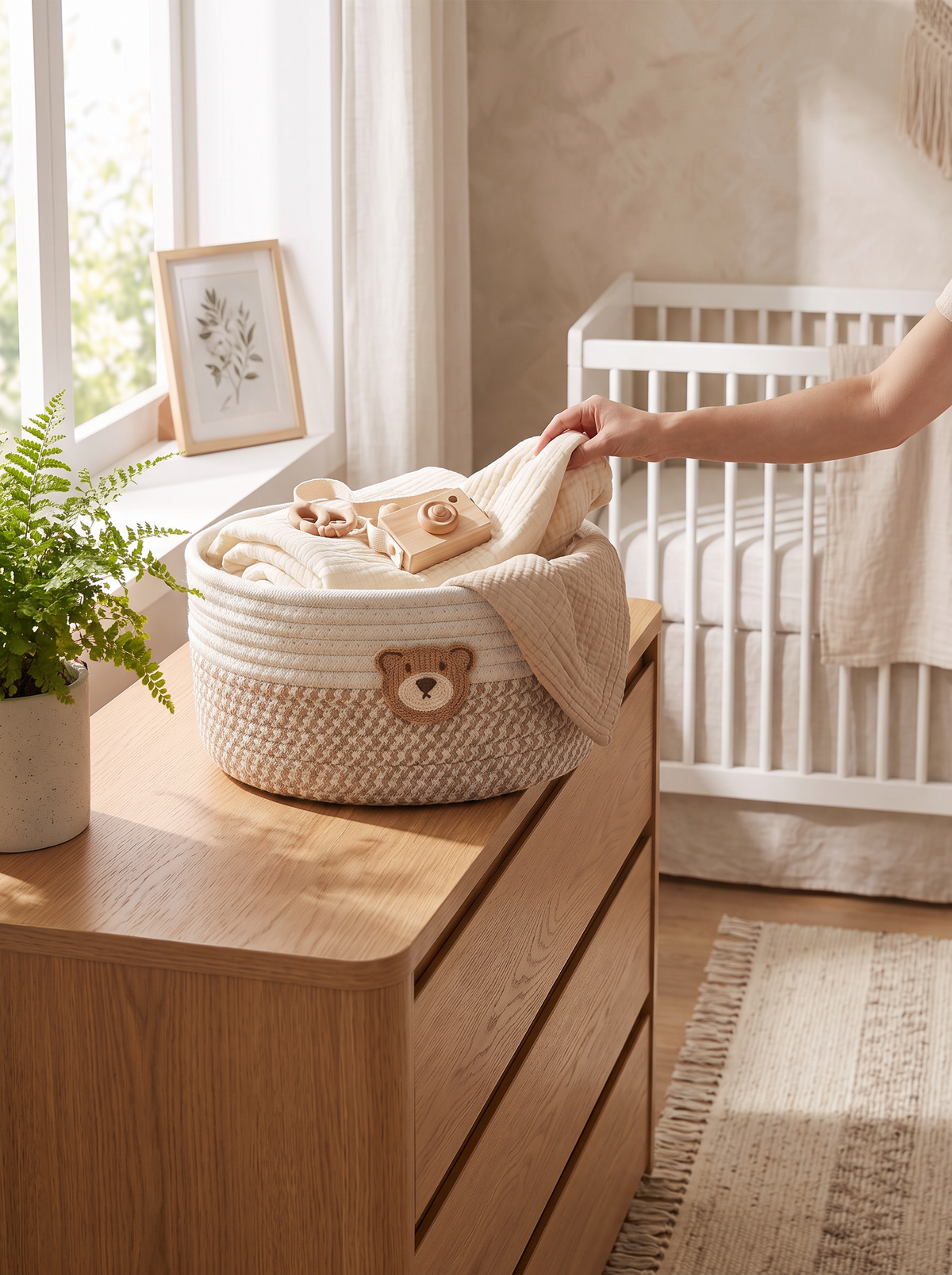 Bear Fabric Storage Basket: Friendly, Not Loud