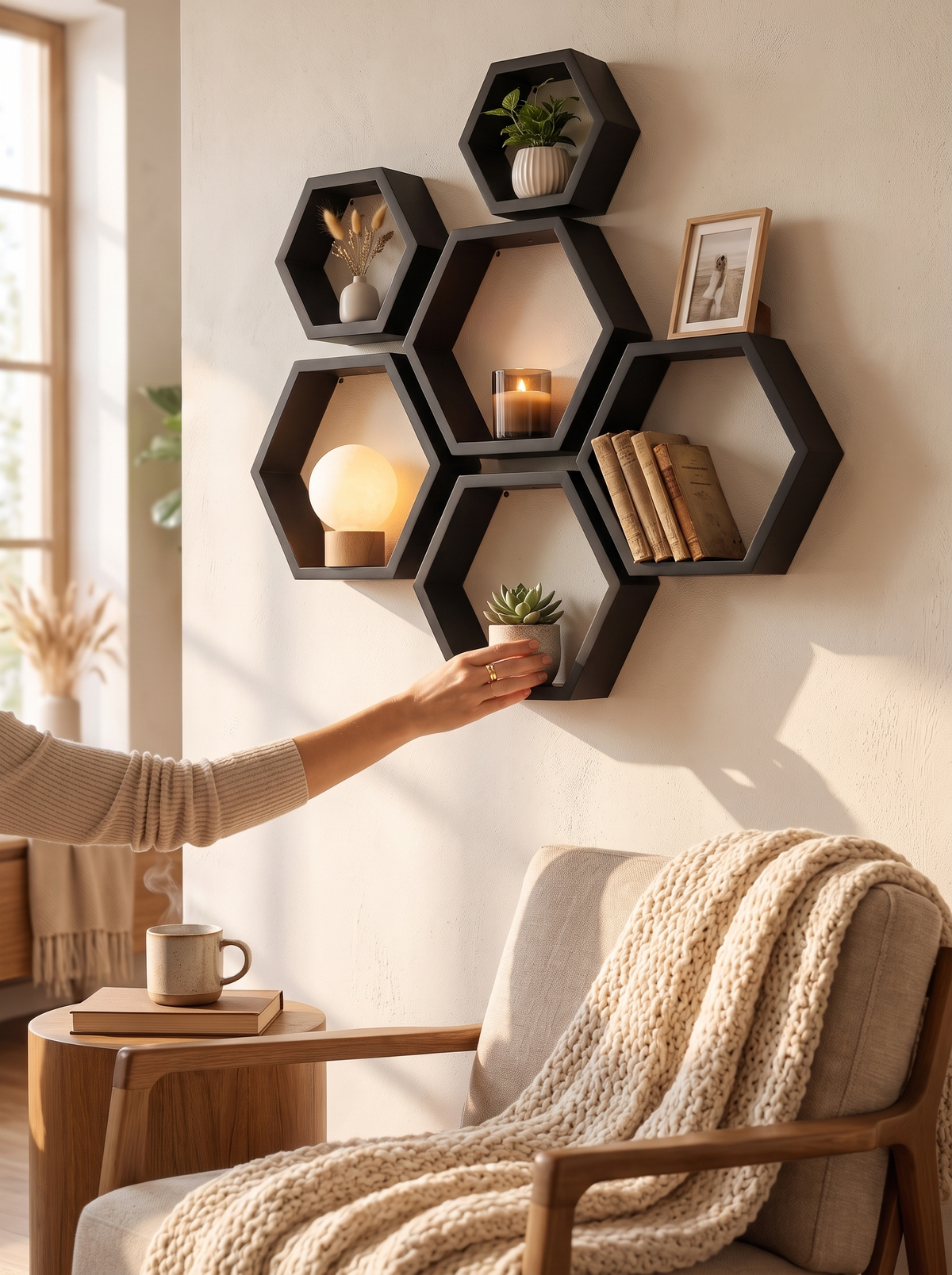 Hexagon Floating Shelves Set: Cluster or Scatter