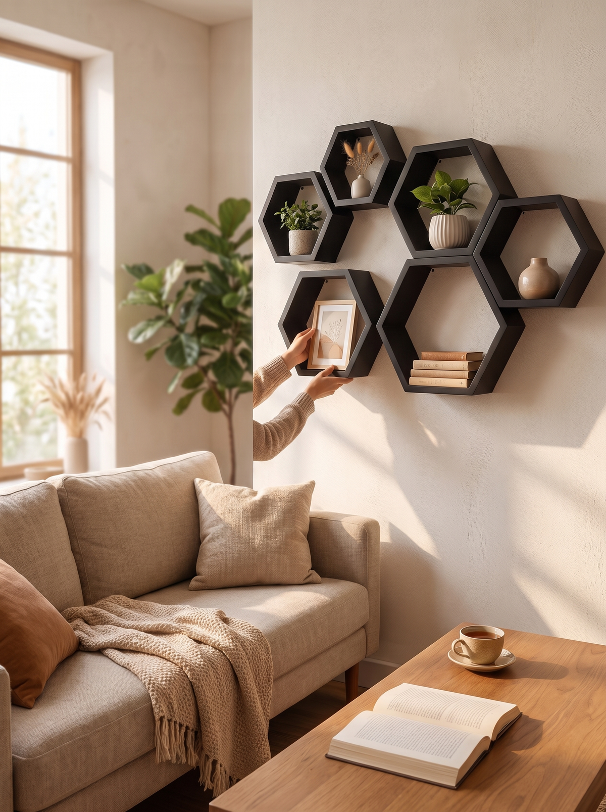 Hexagon Floating Shelves Set: Wall Art With a Job