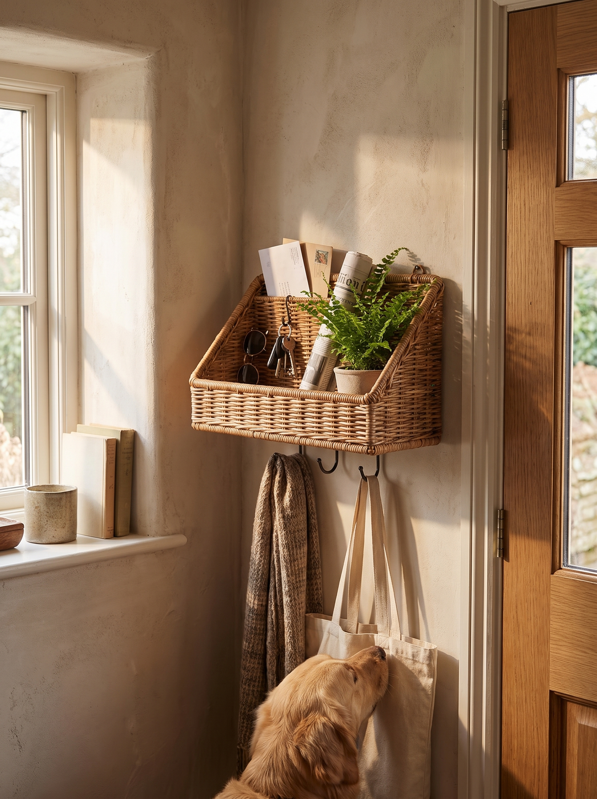 Rustic Wall-Mounted Rattan Basket: Works in Any Room