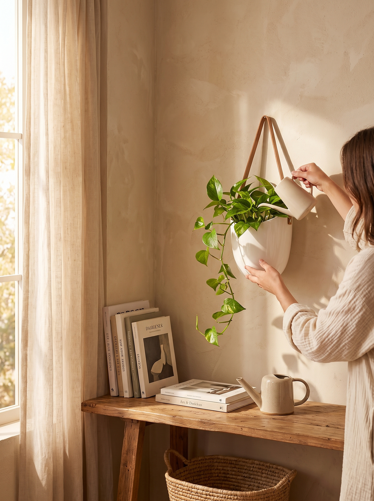 White Ceramic Hanging Wall Planter: Greenery on the Wall