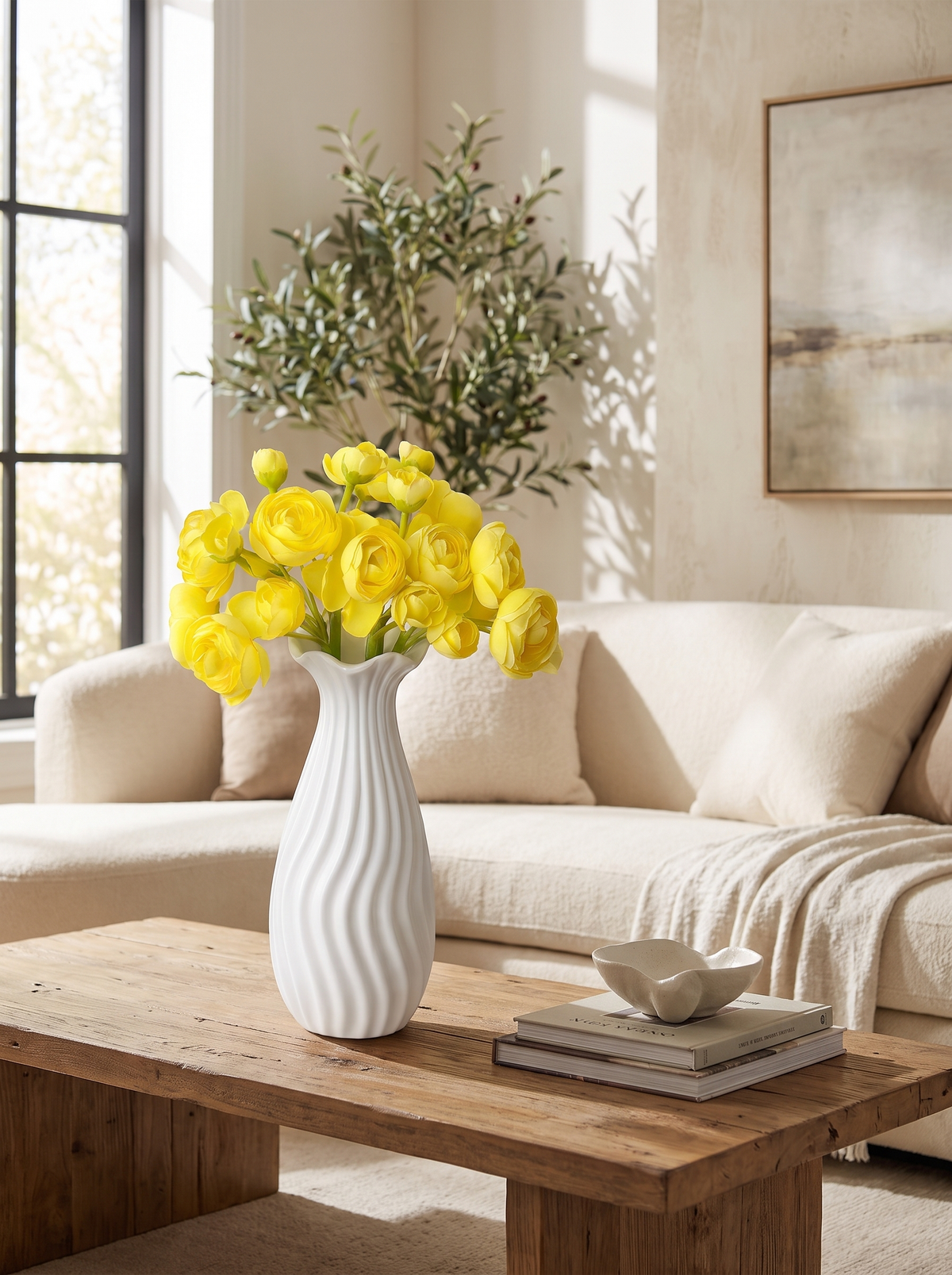 Nordic White Ceramic Vase: Group A with B
