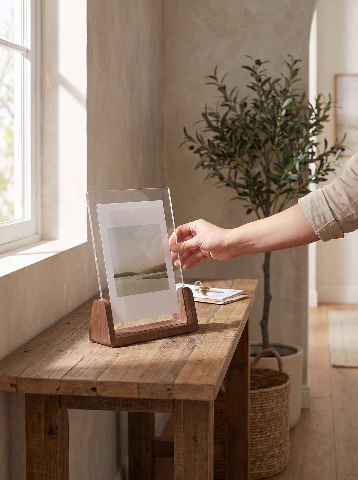 Acrylic U Shape Wood Photo Frame: The Photo Floats