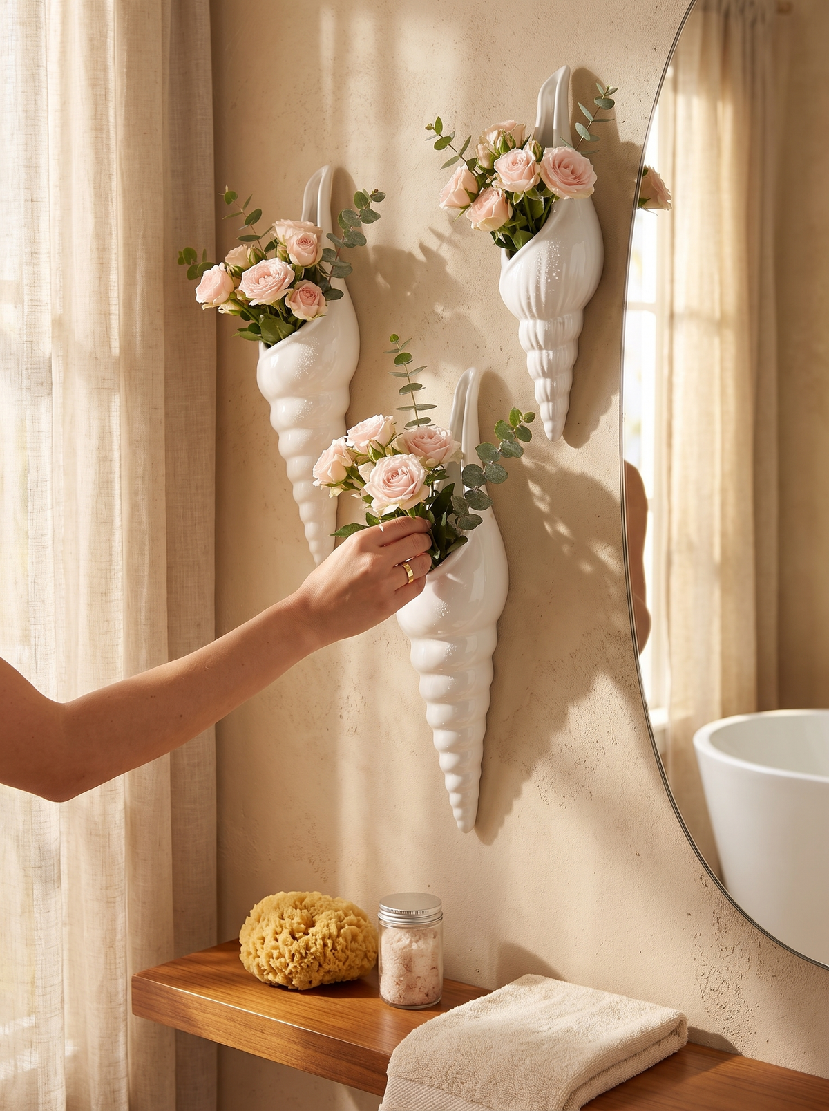 White Ceramic Conch Shell Wall Vase: A Piece Of Shoreline