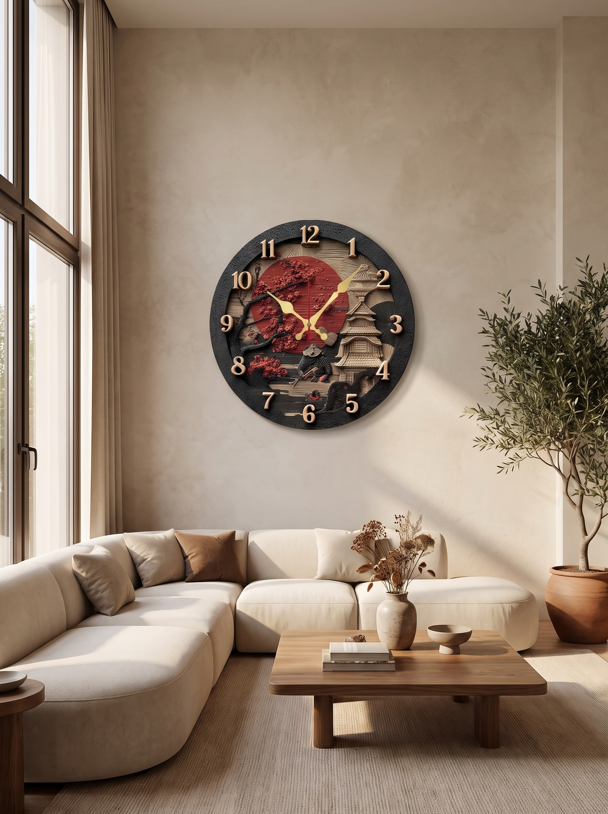 Samurai Wooden Silent Wall Clock: Quiet On Purpose