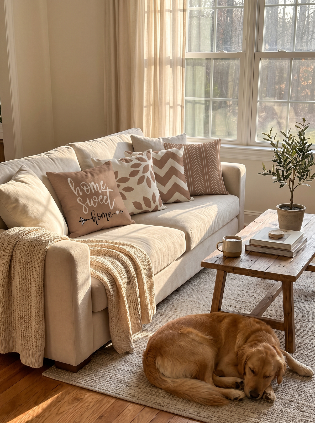 Brown Linen Geometric Cushion Cover: Change With The Season