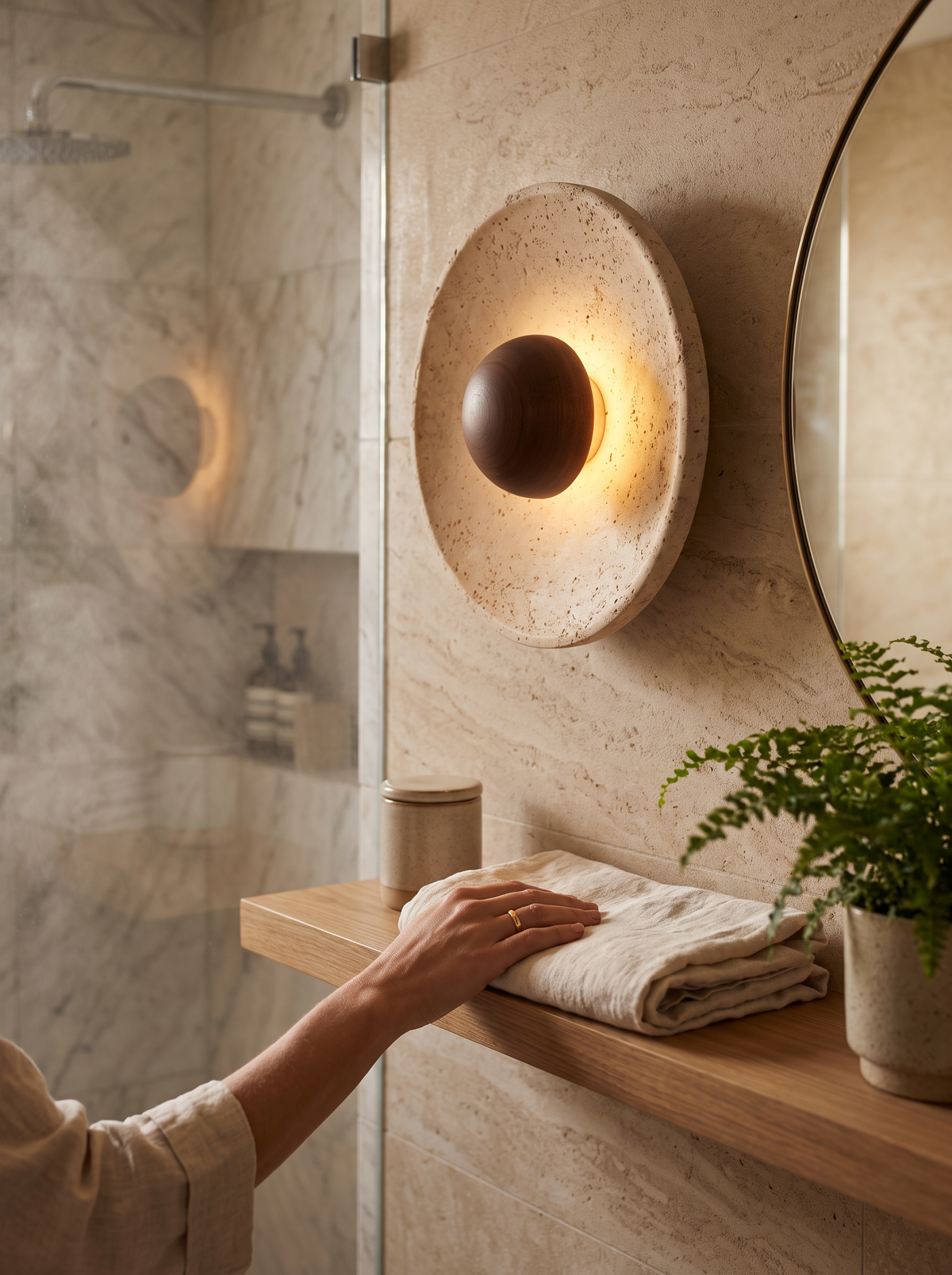 Travertine Stone LED Wall Sconce: No Two Alike