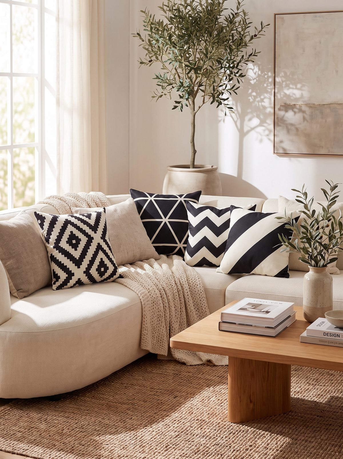 Black Geometric Linen Cushion Cover: Change It In Seconds